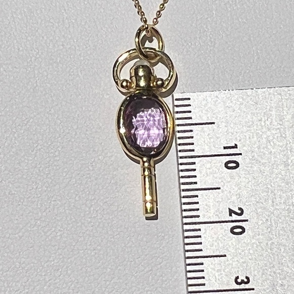 18K yellow gold Amethyst pocket watch key - Picture 7 of 7